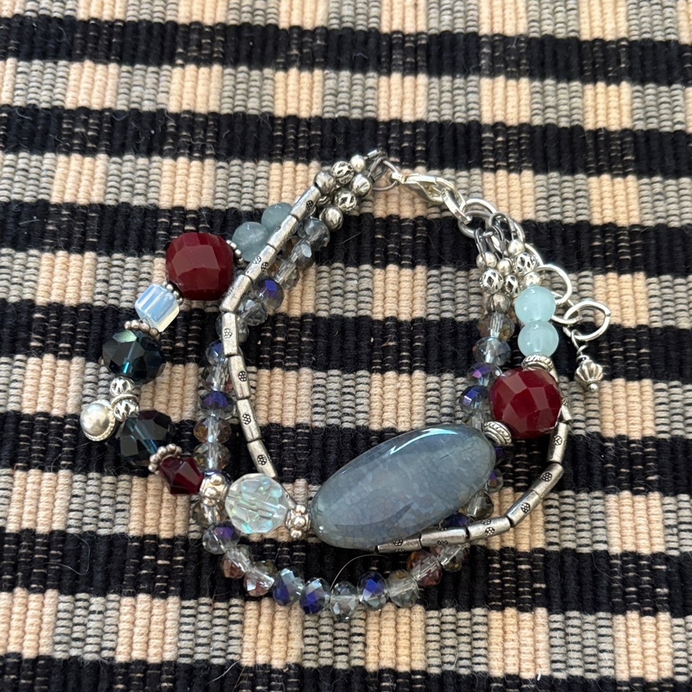 Sundance Boutique Silver and Blue Beaded Bracelet